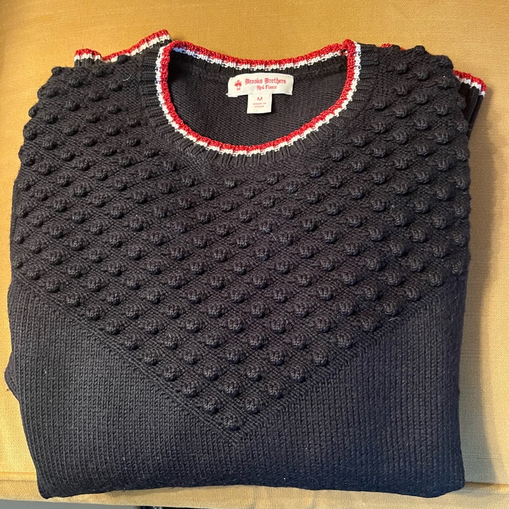 Women’s Brooks Brothers Black Wool Sweater with Red Trim